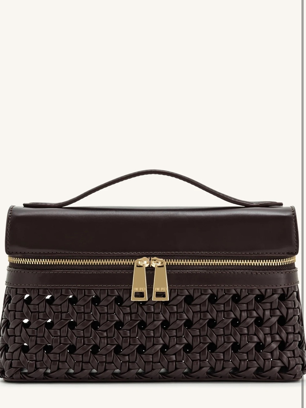 JW PEI Chocolate Brown Woven Top-Handle Satchel